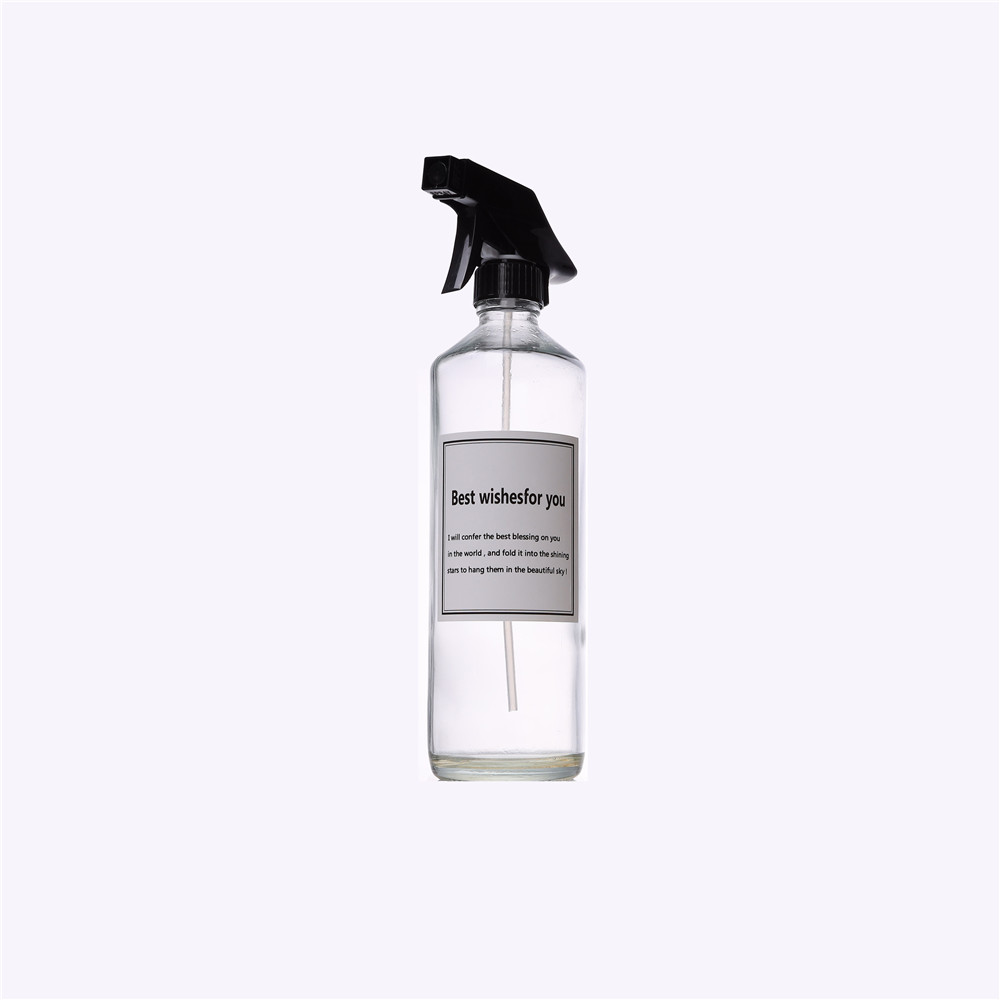 Custom Clear Tall Round Empty 16 oz Hair Oil Spray Bottles Glass With Spray Pump