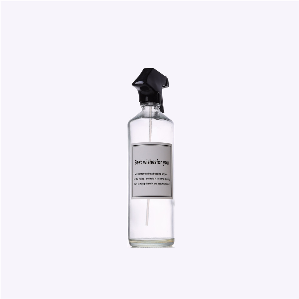 Custom Clear Tall Round Empty 16 oz Hair Oil Spray Bottles Glass With Spray Pump