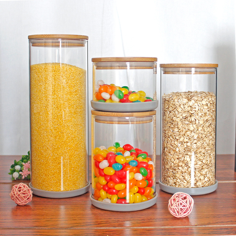 Custom Coffee Cookie Food Grade Candy Storage Jar Spice Airtight Clear Glass Container With Lid