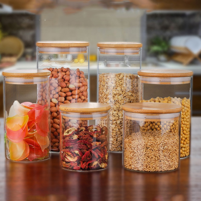 Custom Coffee Cookie Food Grade Candy Storage Jar Spice Airtight Clear Glass Container With Lid