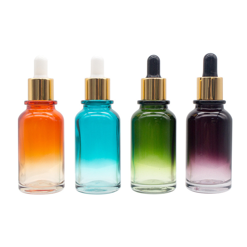 Custom Color 30ml Dropper Cap Glass Gradient Color Essential Oil Glass Bottles For Oil