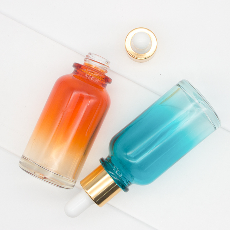 Custom Color 30ml Dropper Cap Glass Gradient Color Essential Oil Glass Bottles For Oil