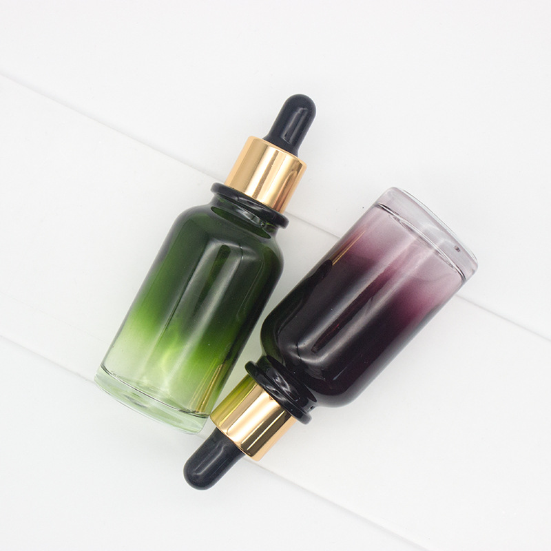 Custom Color 30ml Dropper Cap Glass Gradient Color Essential Oil Glass Bottles For Oil