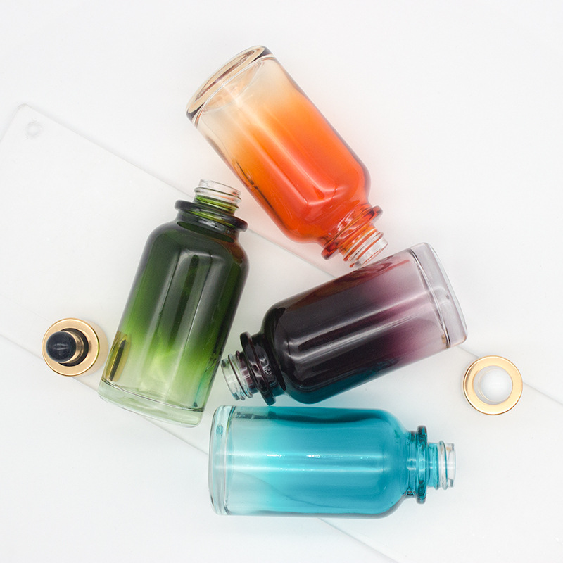 Custom Color 30ml Dropper Cap Glass Gradient Color Essential Oil Glass Bottles For Oil