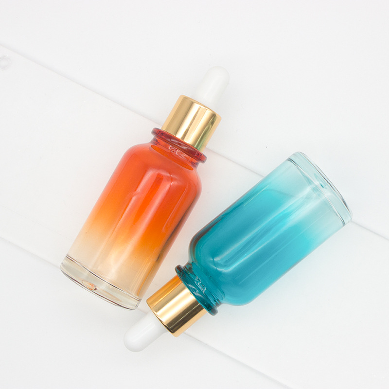 Custom Color 30ml Dropper Cap Glass Gradient Color Essential Oil Glass Bottles For Oil