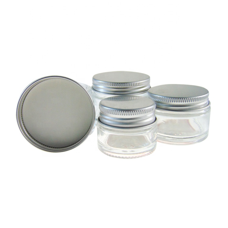 Custom Color 60g Clear Face Cream cosmetic glass jar with Metal Lid