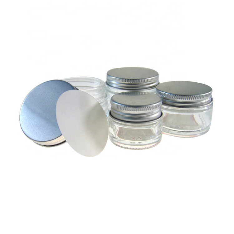 Custom Color 60g Clear Face Cream cosmetic glass jar with Metal Lid
