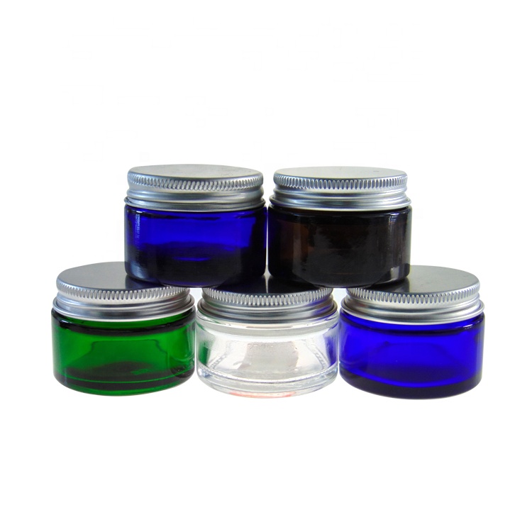 Custom Color 60g Clear Face Cream cosmetic glass jar with Metal Lid