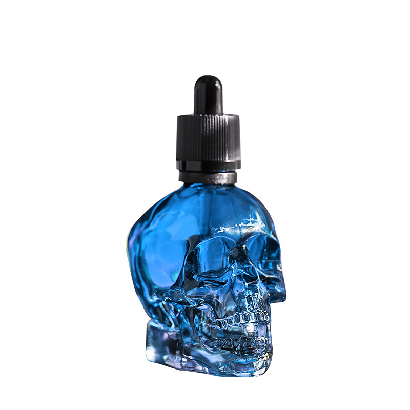Custom Color Black Plastic Dropper Cap 30ml 60ml 120ml skull glass bottle