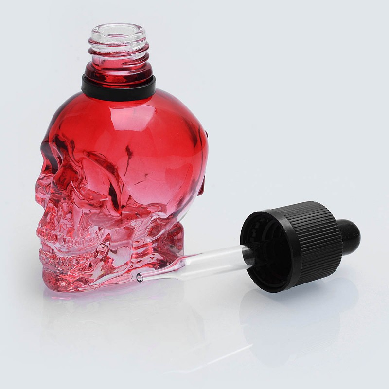 Custom Color Black Plastic Dropper Cap 30ml 60ml 120ml skull glass bottle