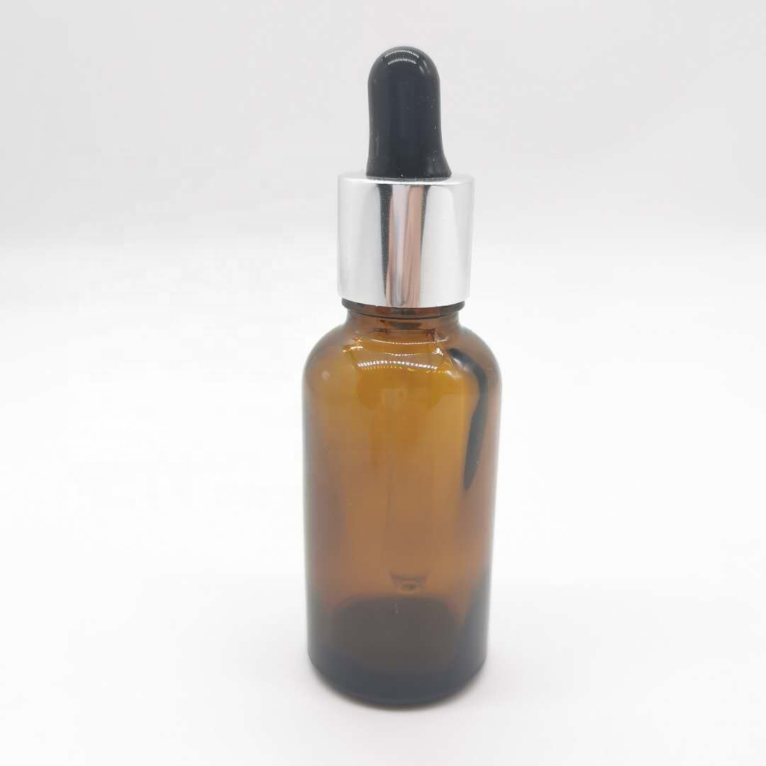 Custom Color Brown Blue Green Amber Clear All Size 10ml 30ml 50ml Aluminum Dropper Glass Essential Oil Bottle