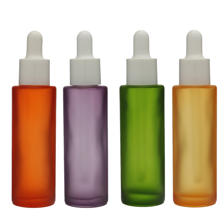 Custom Color Frosted Empty Essence Bottle Costmetic Skincare Serum Bottle Dropper Packaging For Hair Oil