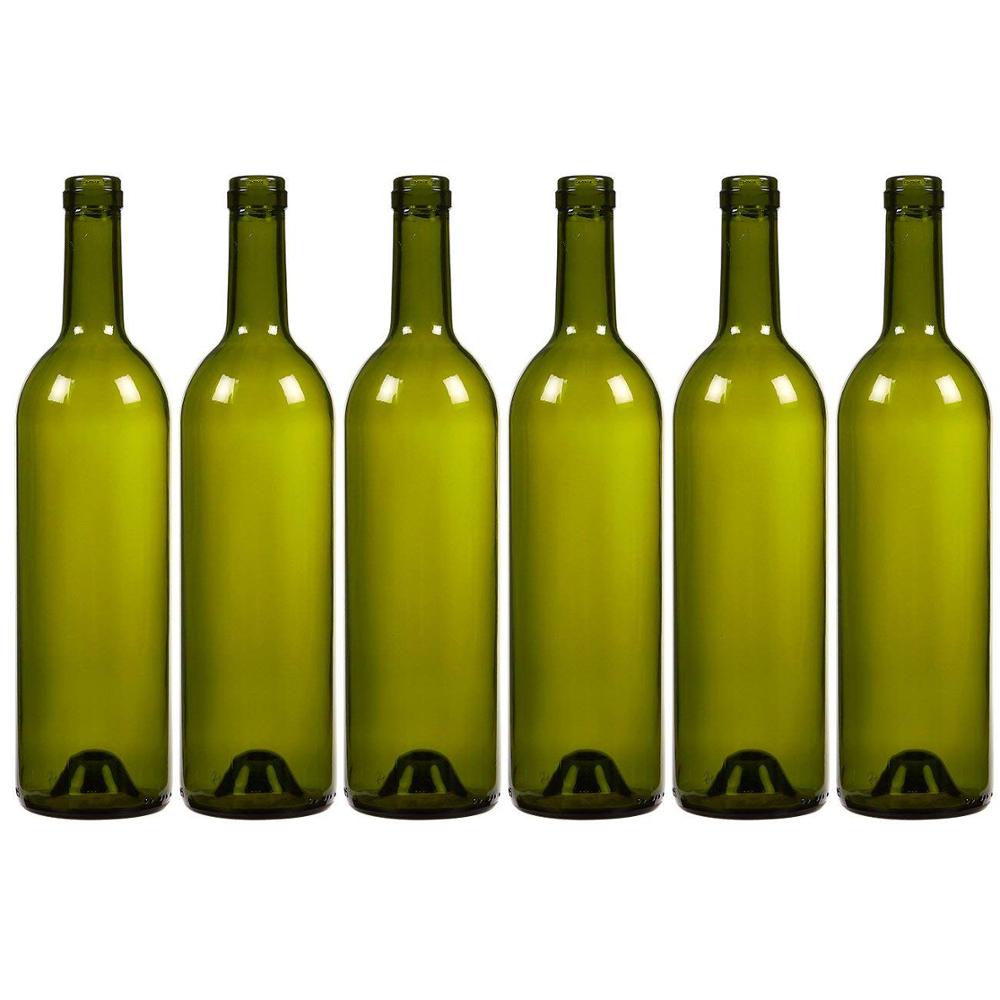 Custom Color Glass Long Neck 500ml 750ml Bottles With Cork Lid For Beverage Wine