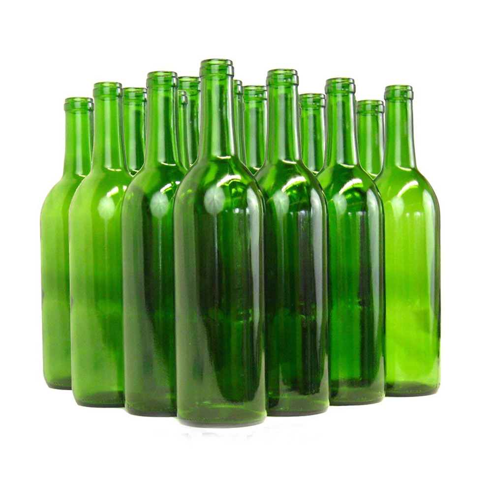 Custom Color Glass Long Neck 500ml 750ml Bottles With Cork Lid For Beverage Wine