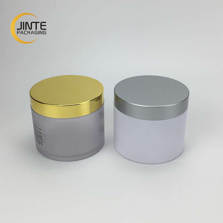 Custom Color Logo 5g-250g Empty Plastic Frost Solid White PETG Cosmetic Pomade Jar With Gold Silver Cap