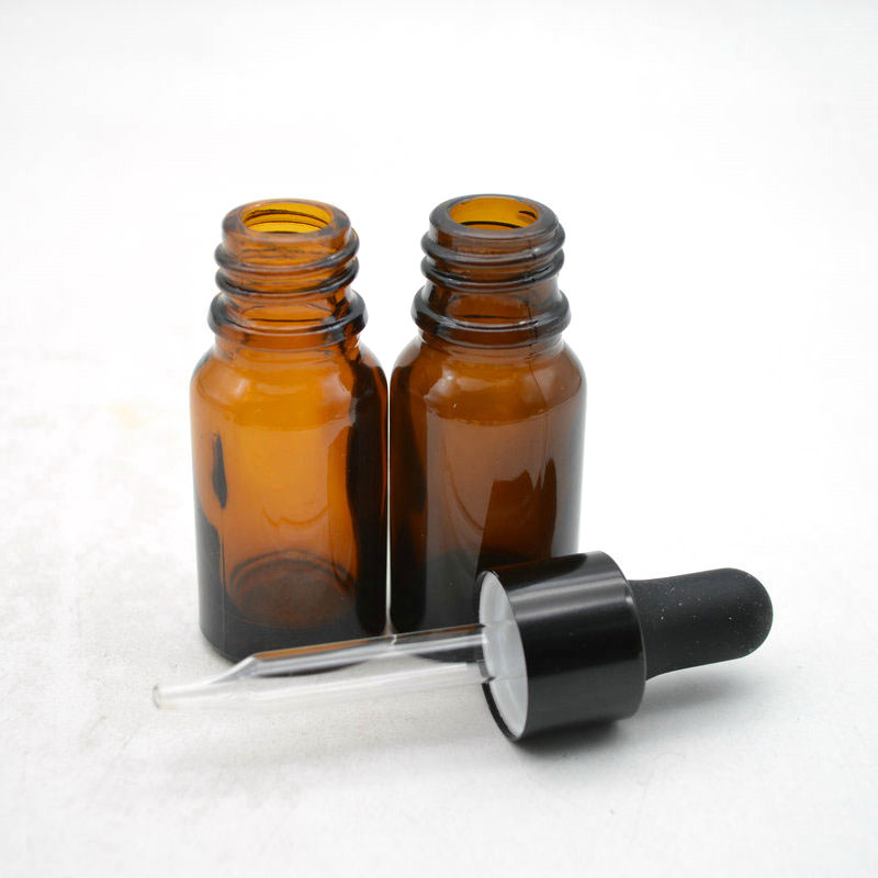 Custom Cosmetic Packaging Amber glass Hair Oil Essential Oil Dropper Bottle 15ml