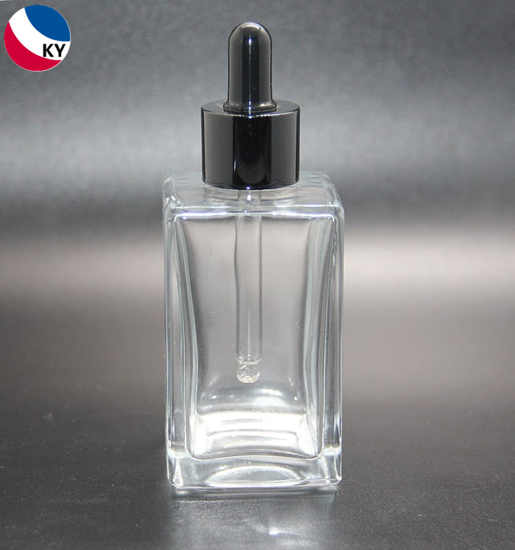 Custom Cosmetic Packaging Body Essential Oil Rectangular Clear Glass Dropper Hair Oil Bottle 120ml 4oz