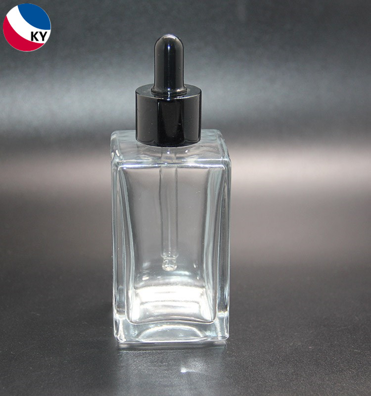 Custom Cosmetic Packaging Body Essential Oil Rectangular Clear Glass Dropper Hair Oil Bottle 120ml 4oz