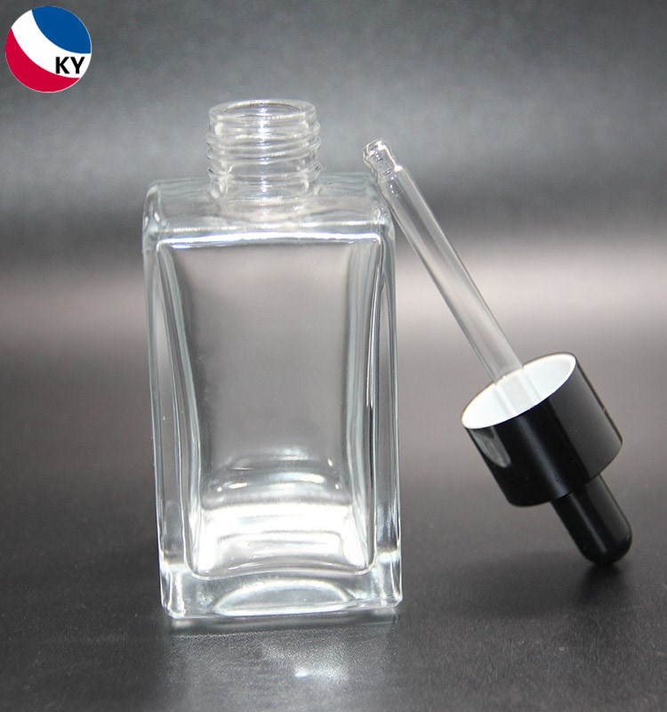 Custom Cosmetic Packaging Body Essential Oil Rectangular Clear Glass Dropper Hair Oil Bottle 120ml 4oz