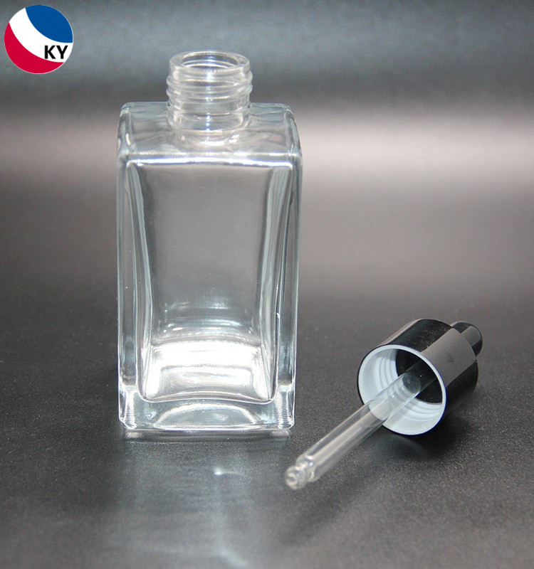 Custom Cosmetic Packaging Body Essential Oil Rectangular Clear Glass Dropper Hair Oil Bottle 120ml 4oz