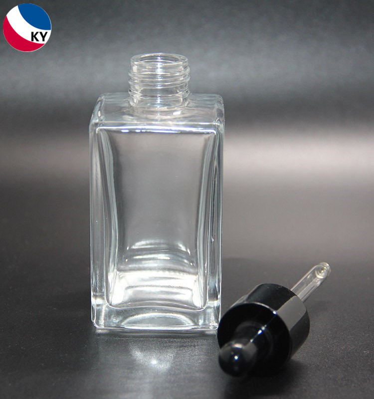 Custom Cosmetic Packaging Body Essential Oil Rectangular Clear Glass Dropper Hair Oil Bottle 120ml 4oz