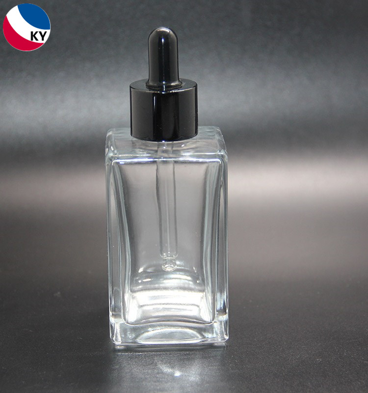 Custom Cosmetic Packaging Body Essential Oil Rectangular Clear Glass Dropper Hair Oil Bottle 120ml 4oz