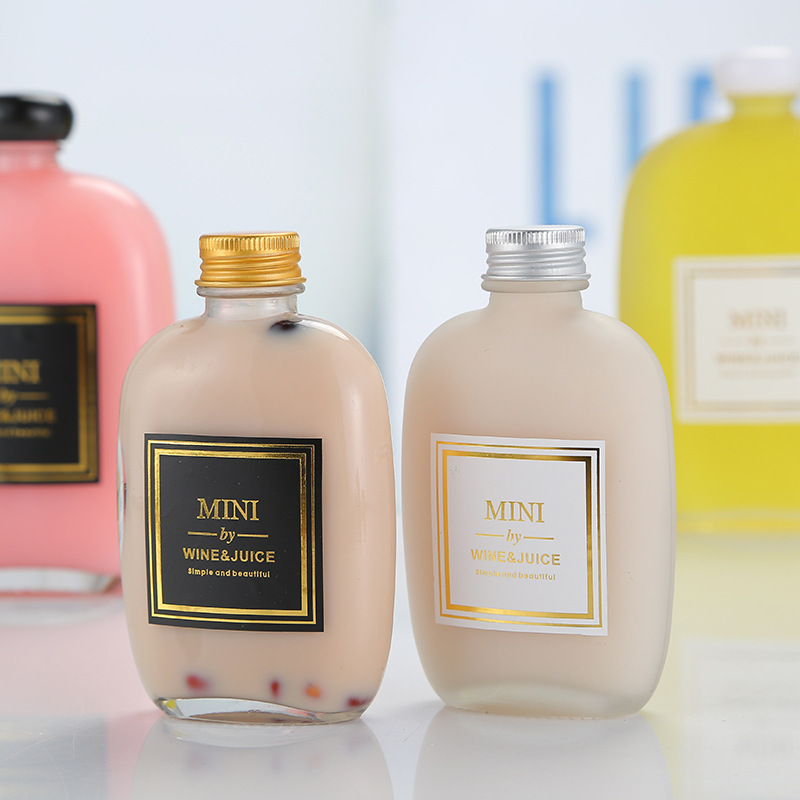 Custom Creative 100ml glass frosted bottle juice drink milk tea enzyme empty bottle small wine bottle