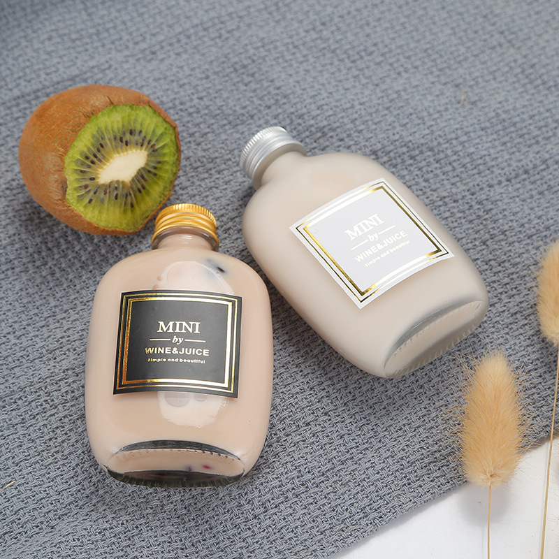Custom Creative 100ml glass frosted bottle juice drink milk tea enzyme empty bottle small wine bottle