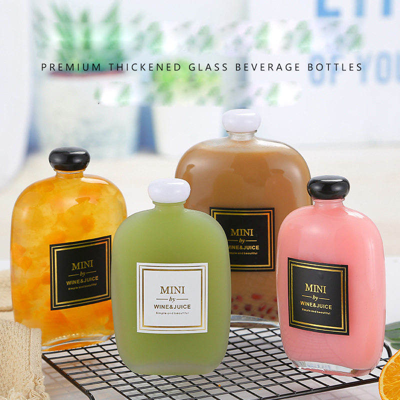 Custom Creative 100ml glass frosted bottle juice drink milk tea enzyme empty bottle small wine bottle