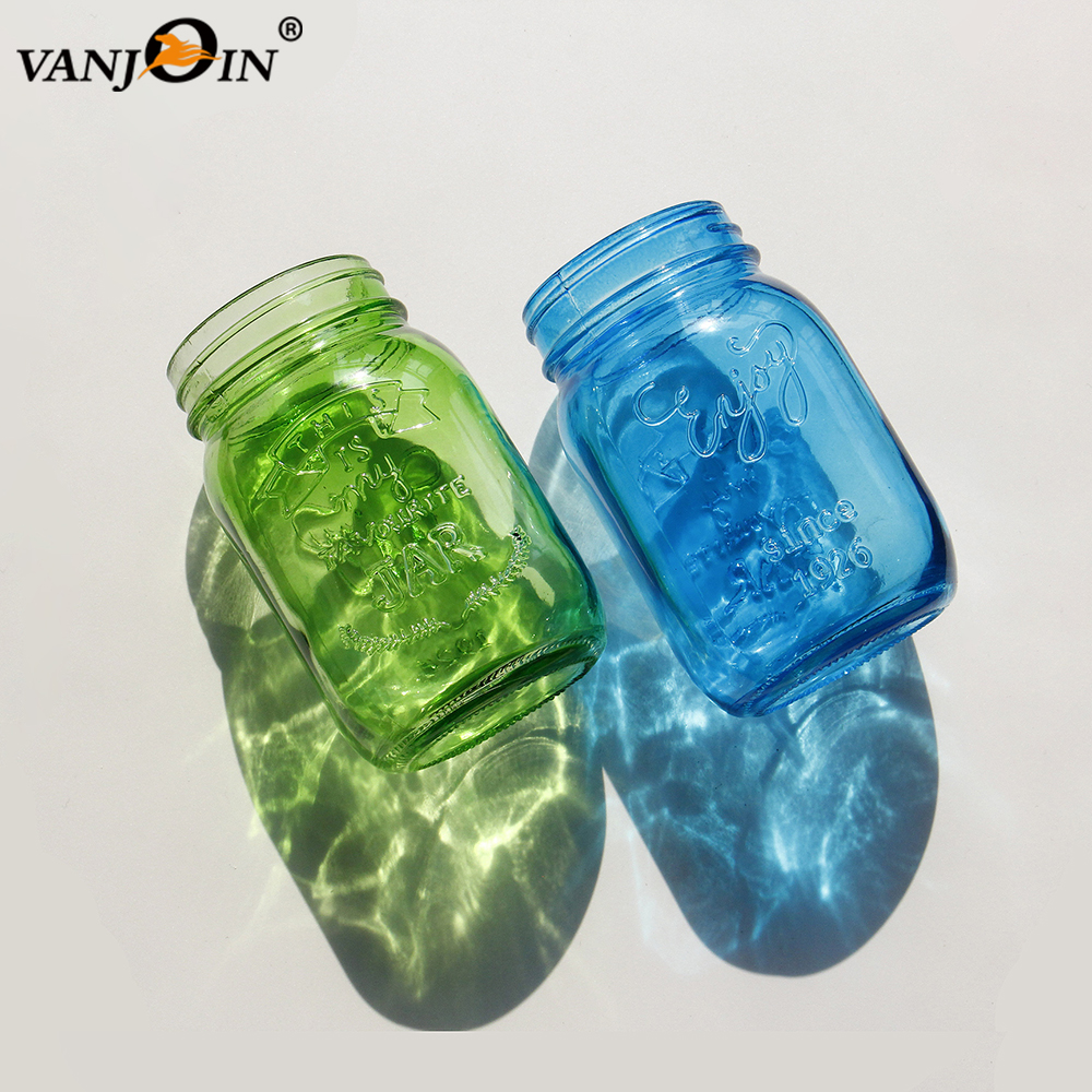 Custom Creative 300ml 420ml 480ml 600ml Colorful Square Spray Mason Jars