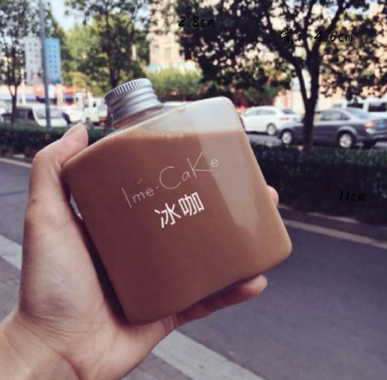 Custom Cute Clear Frosted Empty Square 200ml Cold Brew Press Coffee Juice Bottle 7OZ Beverage Drinking Milk Water Glass Bottle