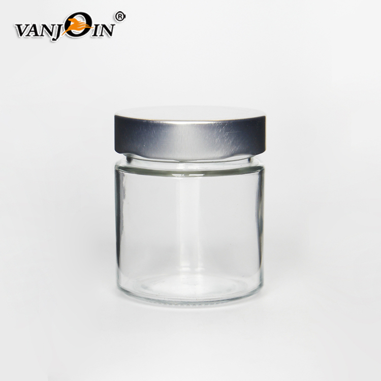 Custom Deep Metal Lid Honey Jars 250ml Empty Clear Round Glass Honey Jar
