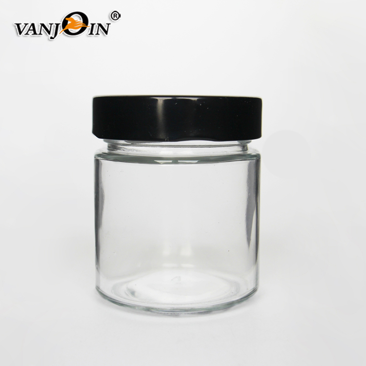 Custom Deep Metal Lid Honey Jars 250ml Empty Clear Round Glass Honey Jar