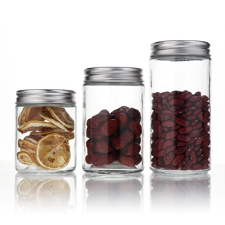Custom Design 100ml 150ml 170ml 200ml 220ml 250ml 300ml 380ml 500ml Recycle Kitchen Glass Food Jars Storage Jars With Lids