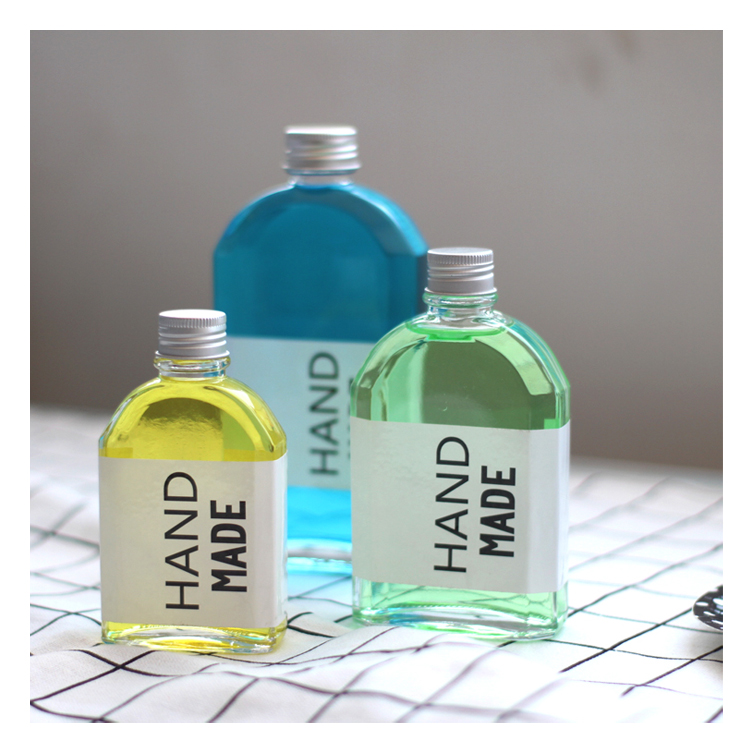 Custom Design 250Ml 500Ml Clear Boston Round Glass Bottle 350Ml Empty Round Cold Pressed 200Ml Juice Bottle With Aluminum Screw