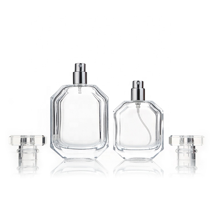 Custom Design Box 50ml 100ml Crimp Perfume Spray Bottle Glass With Spray Atomizer