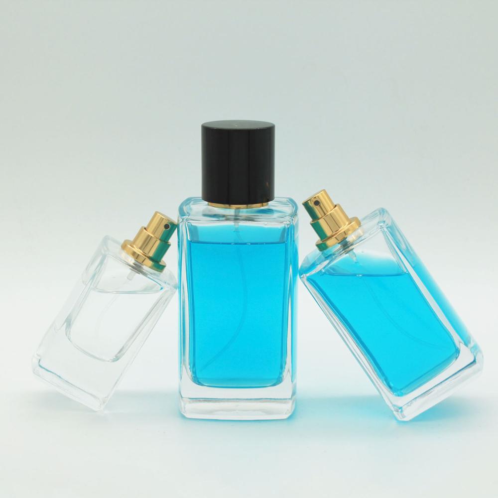 Custom Design Famous Brand Inside Black Painting 50ml 100ml Empty Spray Fancy Rectangle Square Black Glass Bottle Perfume