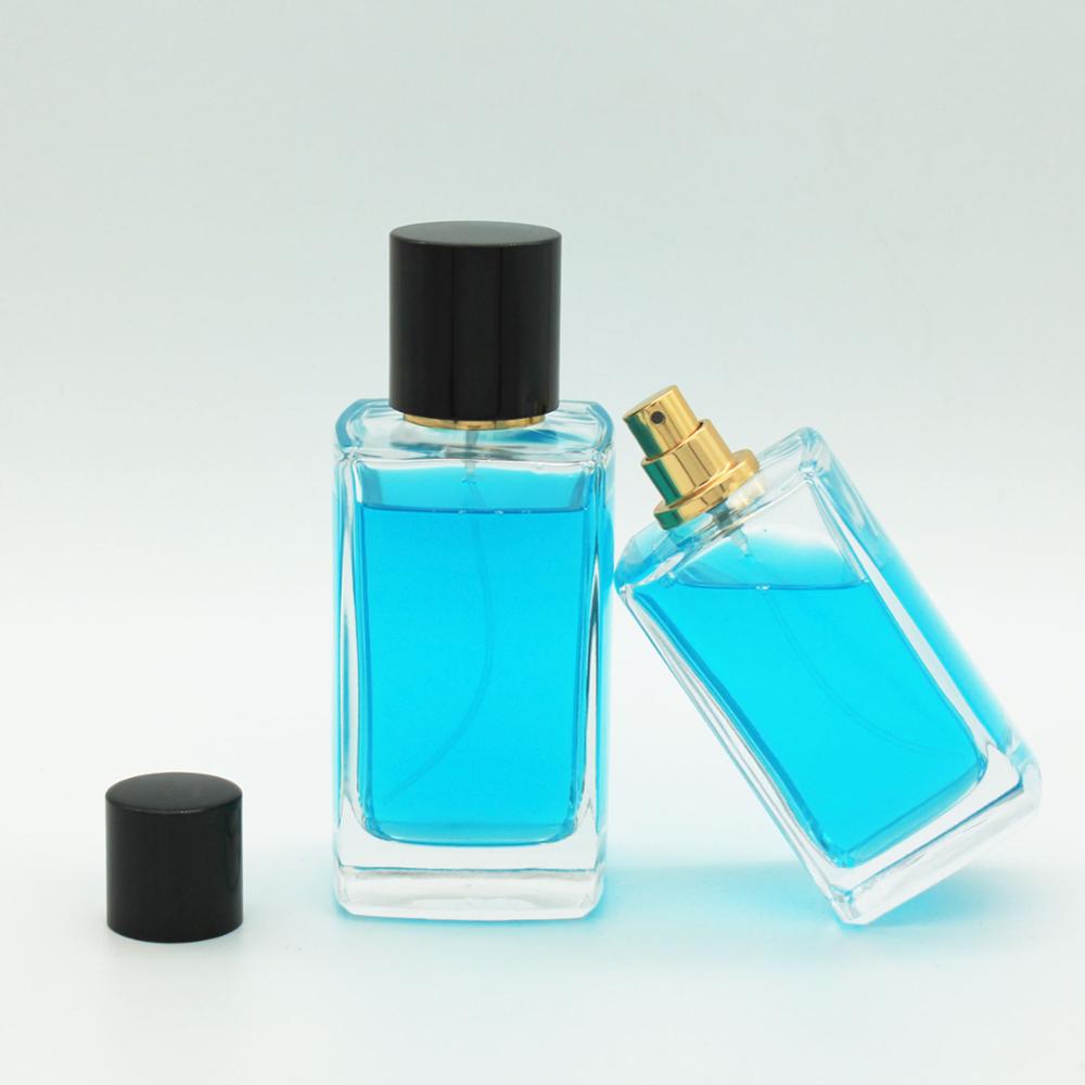 Custom Design Famous Brand Inside Black Painting 50ml 100ml Empty Spray Fancy Rectangle Square Black Glass Bottle Perfume