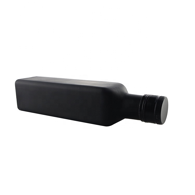 Custom Design Matte Black Olive Oil Bottle 250ml 500ml 750ml Liquor Glass Bottle With Metal Lid
