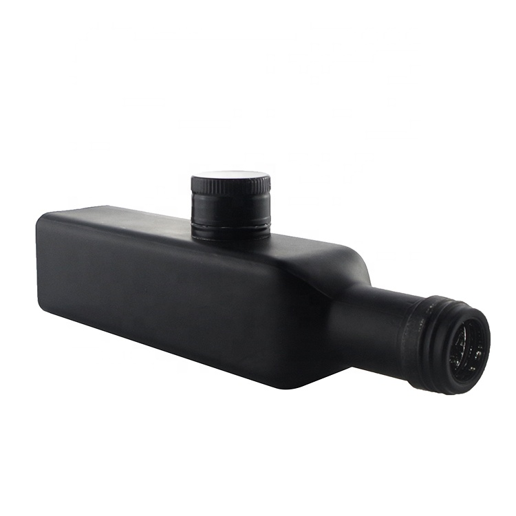 Custom Design Matte Black Olive Oil Bottle 250ml 500ml 750ml Liquor Glass Bottle With Metal Lid