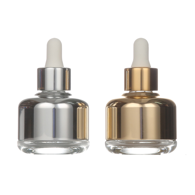 Custom Design Mini Glass Shape 75ml 35ml Dropper Bottles Silver