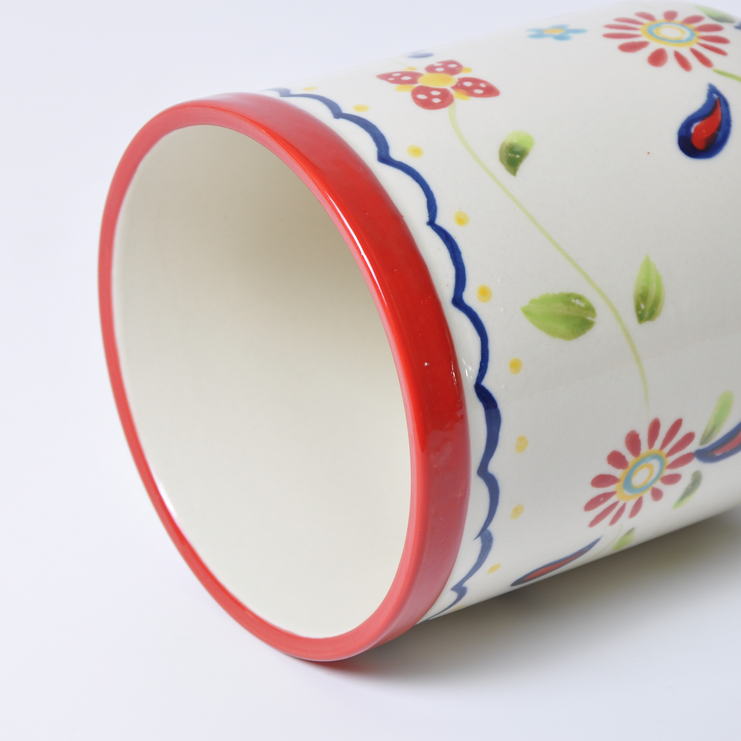 Custom Design New Handpainted Glossy Glaze Utensil Tool Storage Luxury Ceramic Jar For Kitchen