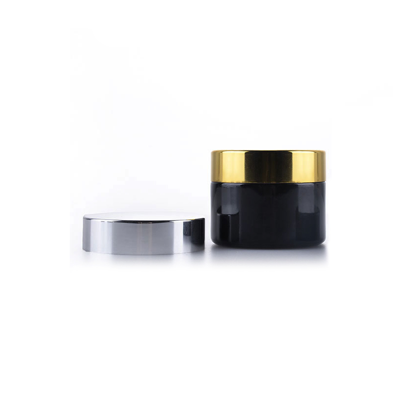 Custom Design Round 1oz 20g Straight Side Black Cream Jar with Lids glass cosmetic jar