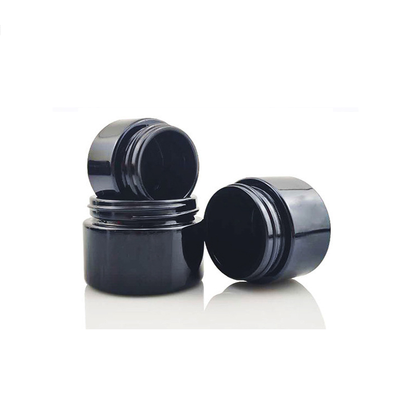 Custom Design Round 1oz 20g Straight Side Black Cream Jar with Lids glass cosmetic jar