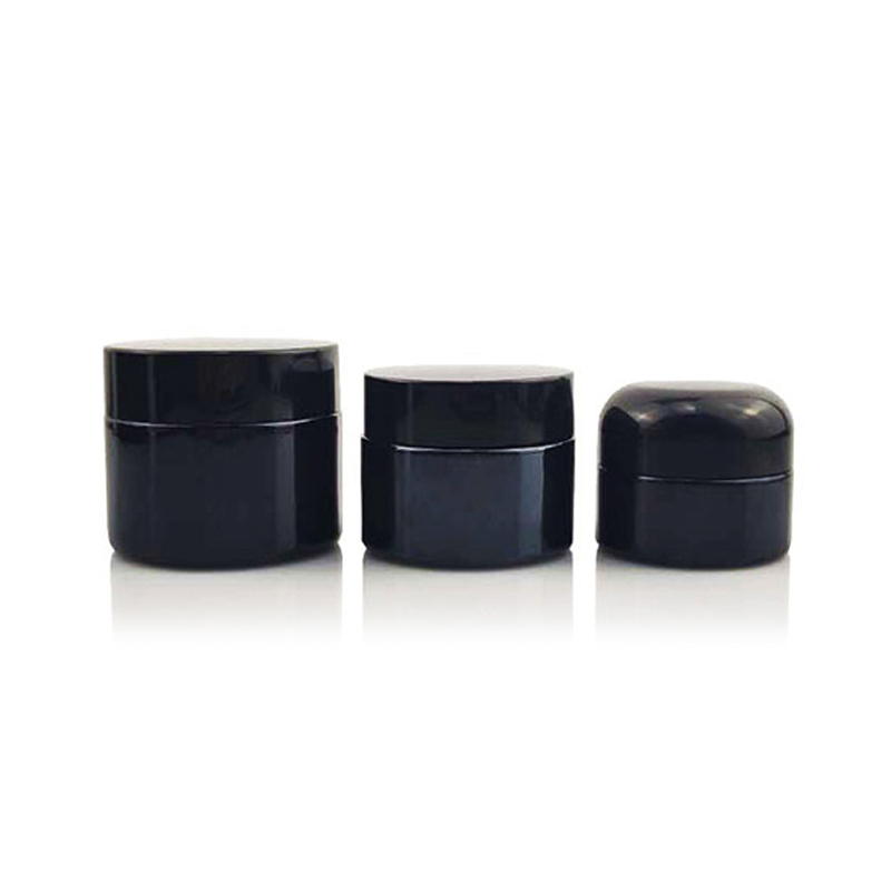 Custom Design Round 1oz 20g Straight Side Black Cream Jar with Lids glass cosmetic jar