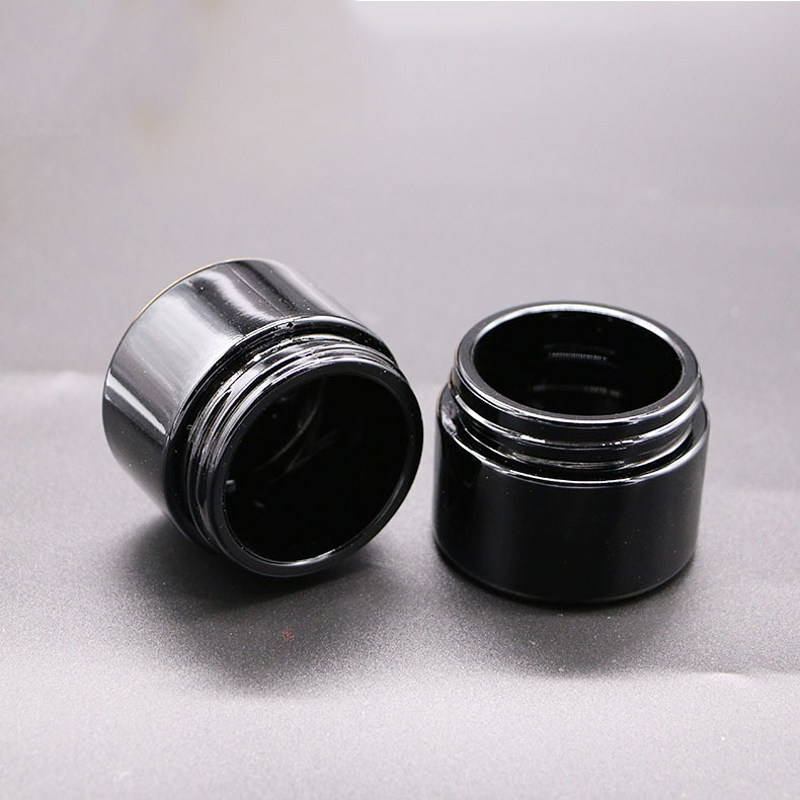 Custom Design Round 1oz 20g Straight Side Black Cream Jar with Lids glass cosmetic jar