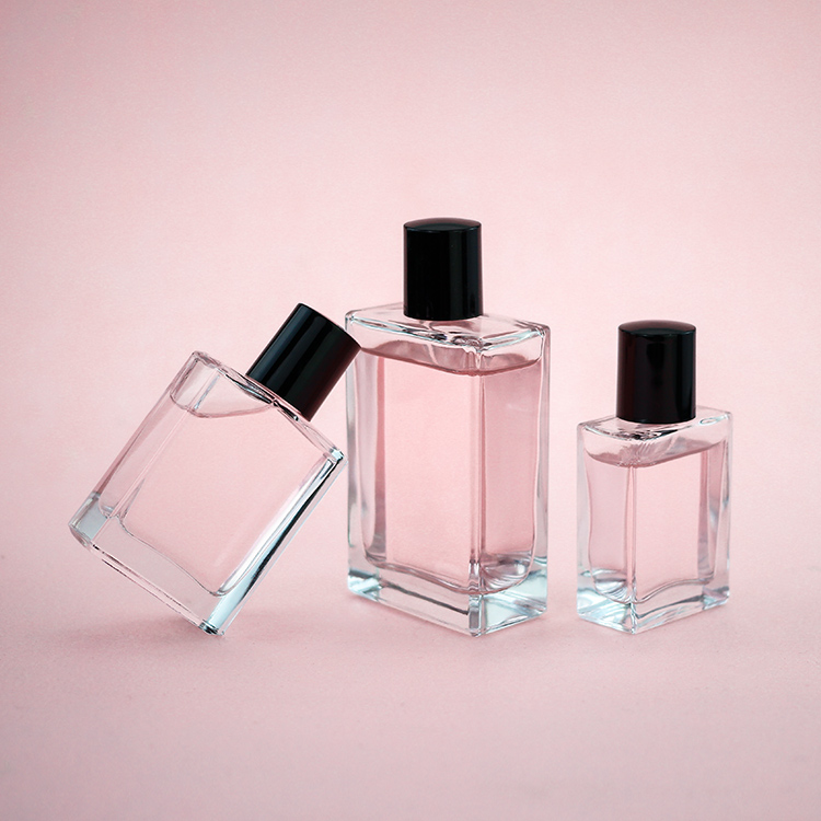 Custom Design Square Shaped Clear Glass Bottle 30ml 50ml 100ml Women Fancy Spray Perfume Bottles