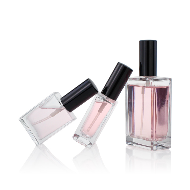 Custom Design Square Shaped Clear Glass Bottle 30ml 50ml 100ml Women Fancy Spray Perfume Bottles