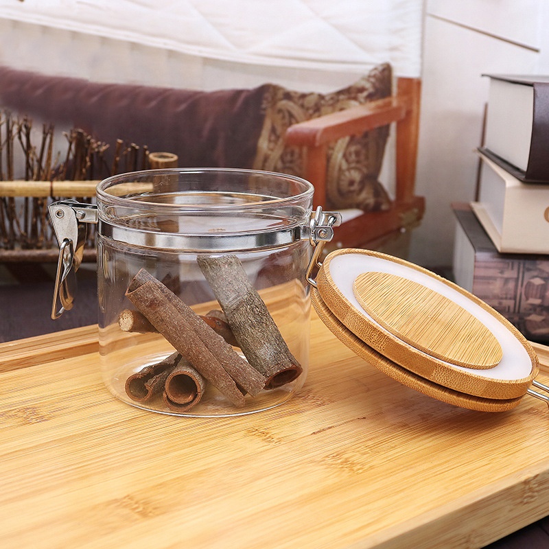 Custom Designer China Product Clear Container Food Grade Borosilicate Cylinder Glass Clip Lid Jars