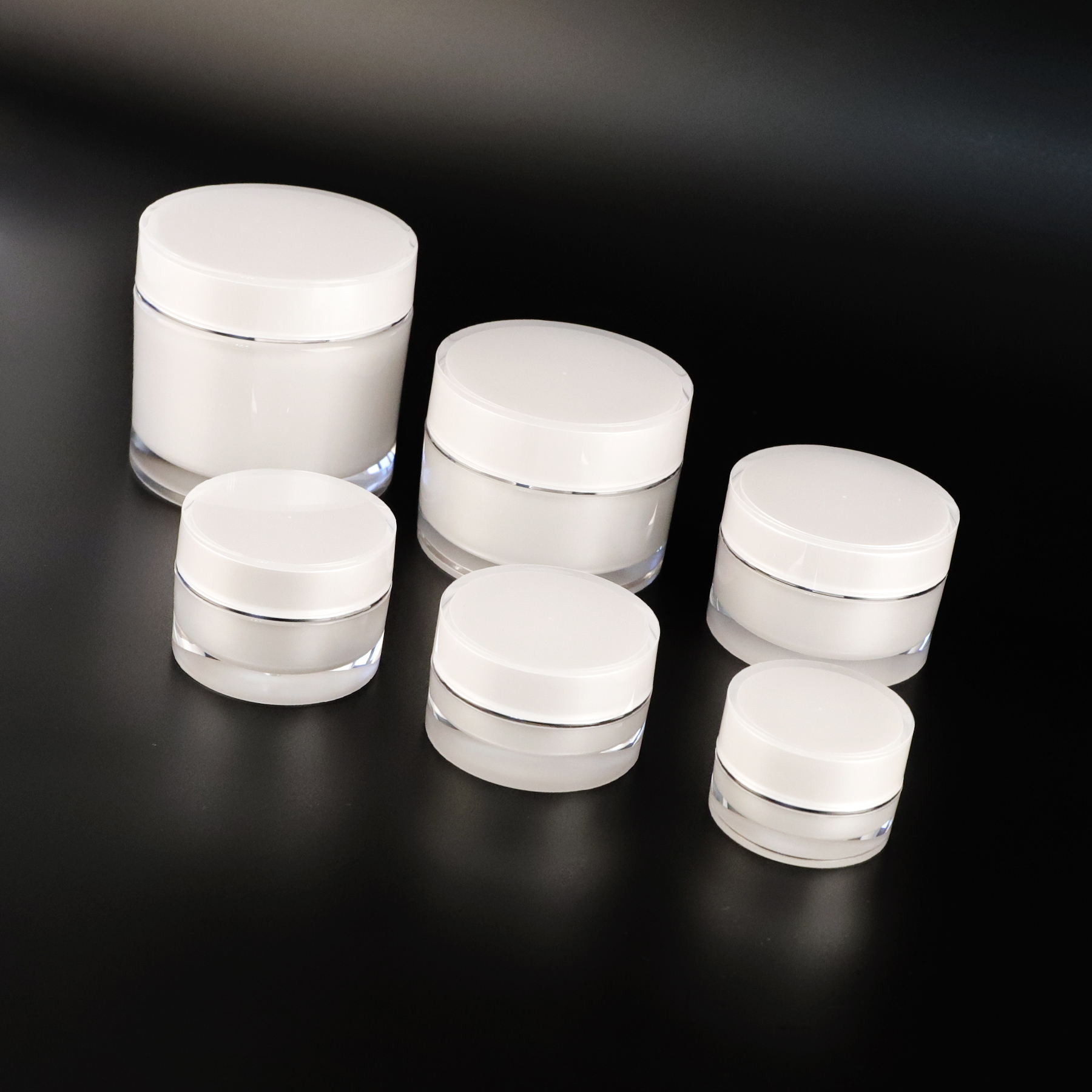 Custom Double War Round Plastic Acrylic Clear Face Cream Jar Gold and White 10g 20g 2oz